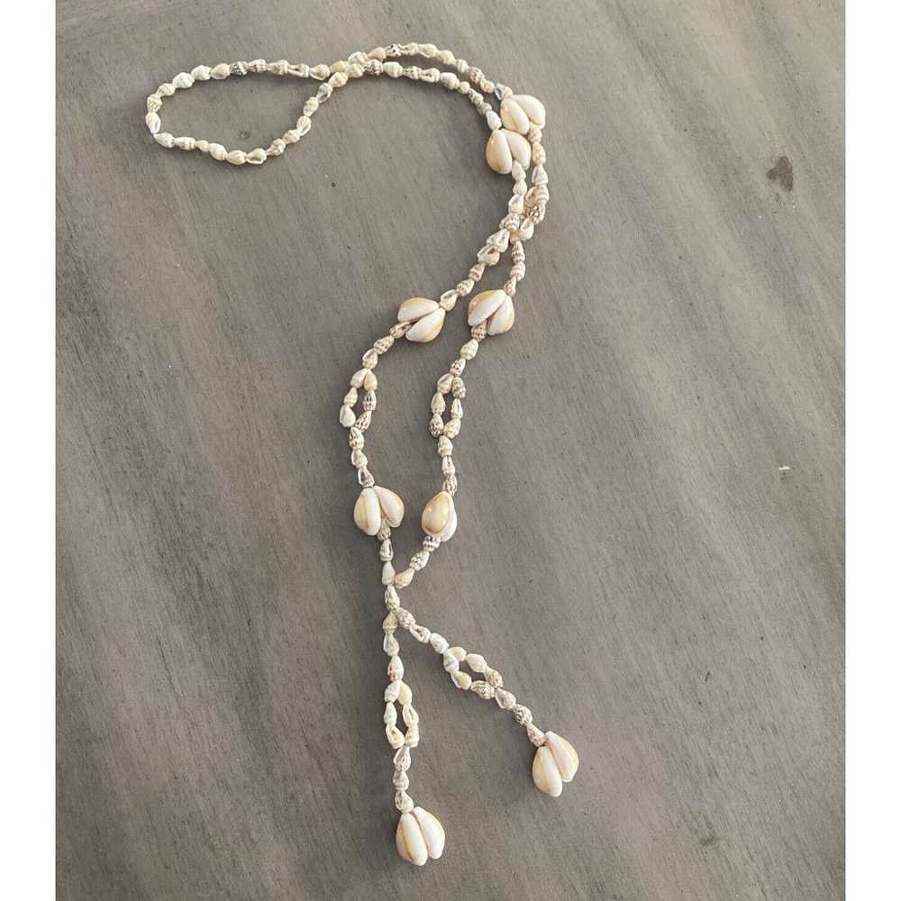 Hawaiian Tropical Cowrie Puka‎ Sea Shell Hula Beach Necklace 36 in